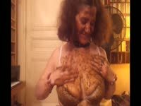 Poop Porn Film - Chubby slutty milf smears shit on her face and giant tits